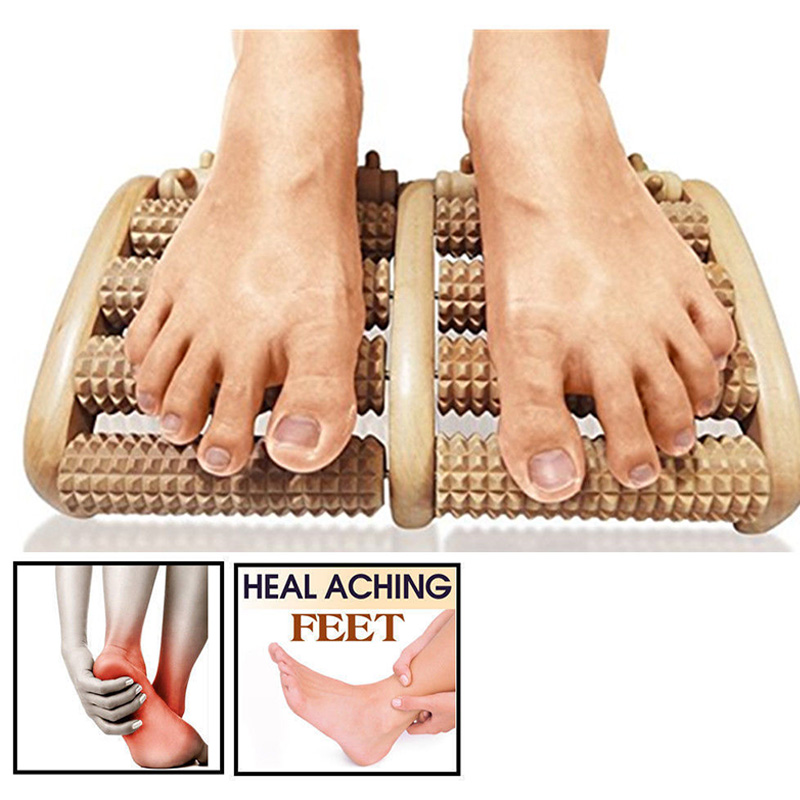 5 rå træ fodrulle træ sundhedspleje massageador zoneterapi relax relief massager spa anti cellulite fod massager