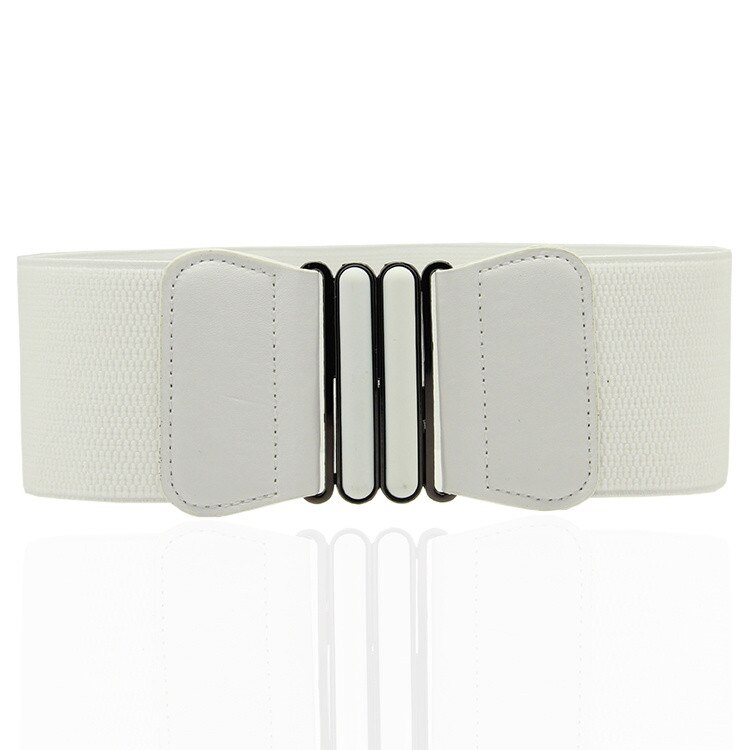 Cinturón elástico para mujer corsé negro elástico faux cuero cinturones para mujer boda accesorio vestido cintura costura cintura ancha sello: Blanco
