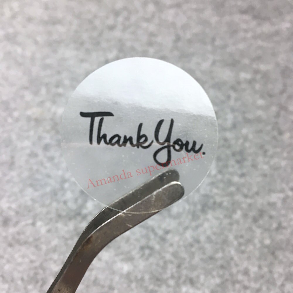 100PCS Transparent thank you Label Sticker Circular Sealing Label Sticker PVC Transparent DIY Label Diameter 30mm