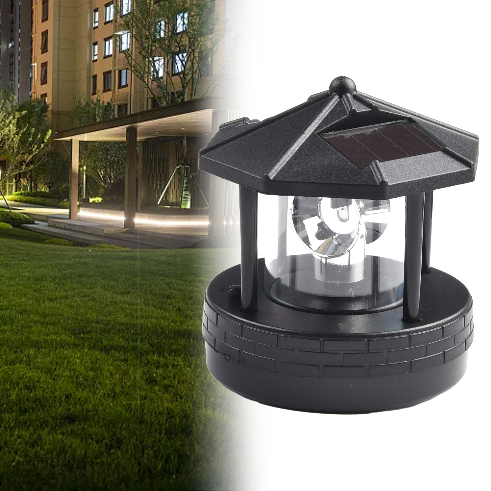 Lamp LED Solar Lighthouse Yard Garden Household 360 Degree Decor Decoration Lawn Light Street Light Waterproof: Deep Sapphire