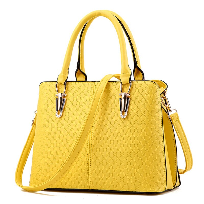 Mode Vrouwen Handtassen Schoudertassen PU Leer Stevige Zwarte Top-handvat Tassen Vrouwelijke Messenger Bag Dollar Prijs geel: yellow