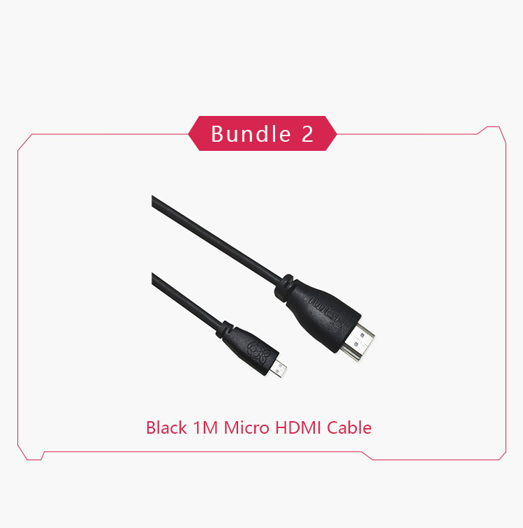 Officiële Raspberry Pi 4, 5 Micro HDMI naar standaard HDMI (A/M) 1 m en 2 m kabel: Bundel 2
