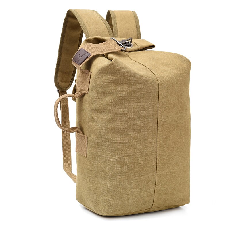 Basketbal Rugzak Mannen Casual Sport Grote Capaciteit Fitness Rugzak Duurzaam Canvas Outdoor Camping Bagage Tas Kaki Bruin: Khaki