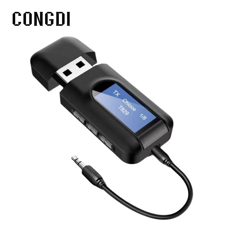 Bluetooth-compatible USB 5.0 Adapter Receiver Transmitter With 3.5mm Audio Cable For PC Car Computer Laptop Printer Data Dongle
