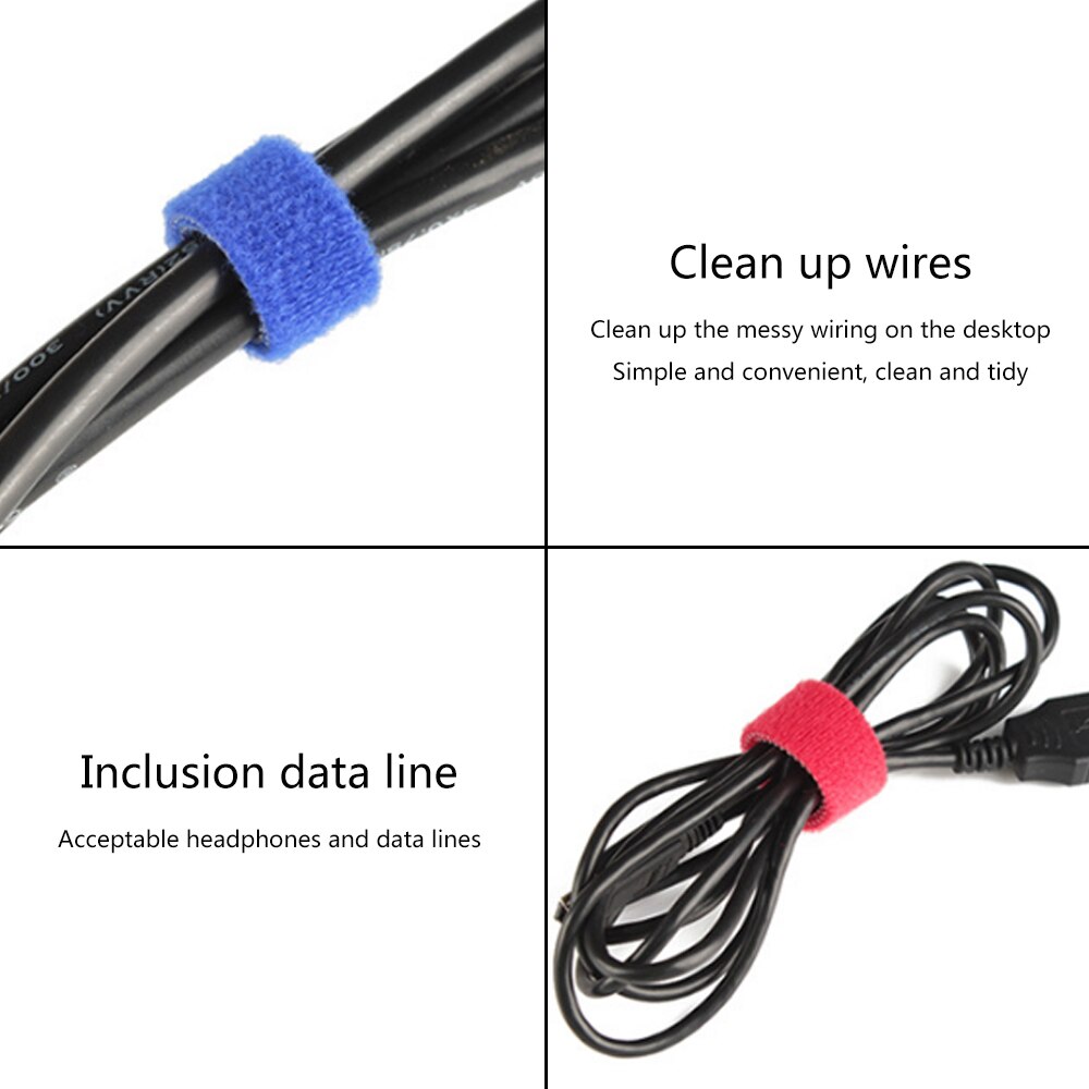 20mm 2PCS 3PCS Cable Ties Wire Bandage Hook Loop Fastening Tape Cable Self Adhesive Strap Holder Nylon Wire Management Storage