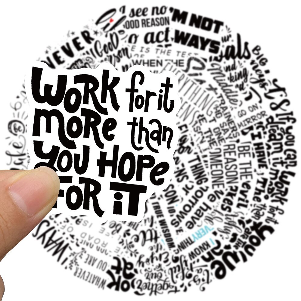 10/30/50Pcs Motivatie Zin Tekst Doodle Stickers Diy Bike Travel Bagage Telefoon Laptop Waterdichte Grappige Sticker decals Speelgoed