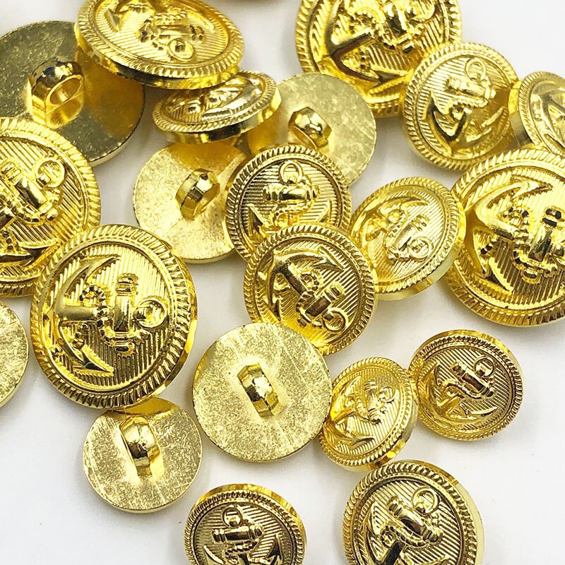 20PCS/pack 13/15/20MM Gold Anchor Buttons Plastic Sewing Accessory Shank Button Garment Clothing PT336: Mix Size