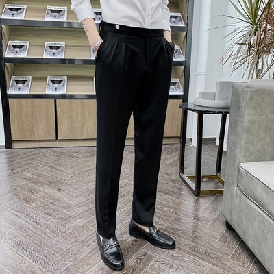 Spodnie streetwear dla mężczyzn spodnie casualowe luźne imprezowe perfumy męskie pantalony kostiumowe męskie czarne wiosenne