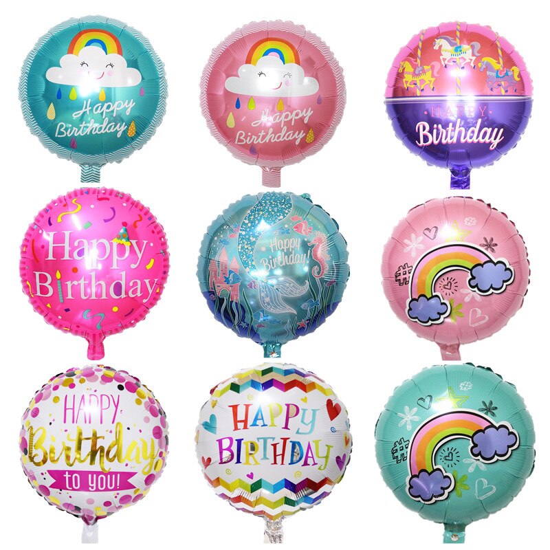 18 pouces rond arc-en-ciel nuage ballon fête d'anniversaire décoration de mariage boule bleu rose gonflable feuille d'aluminium hélium ballon