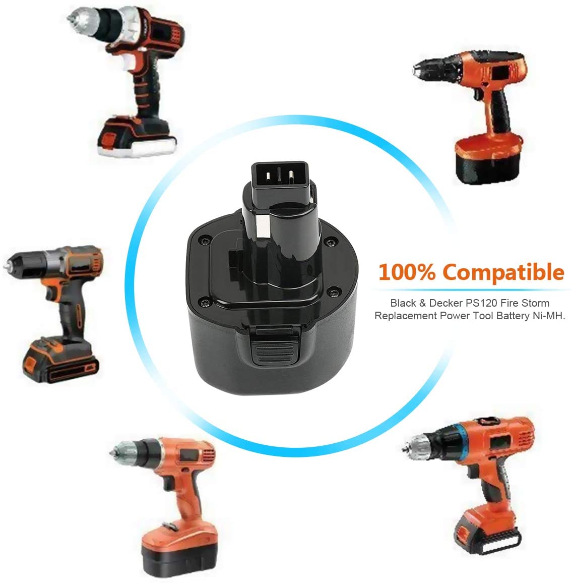 9.6V 3600mAh da bateria ferramenta de poder para Black &amp; Decker PS120 BTP1056 A9251 PS120 PS310 PS3350 CD9600 L70