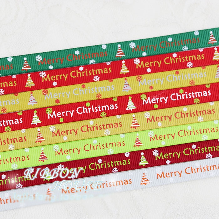 10mm kerstletter bedrukte grosgrain linten 2 meter/lots kerst verjaardag feest inpakpapier snoepdoos verpakking linten