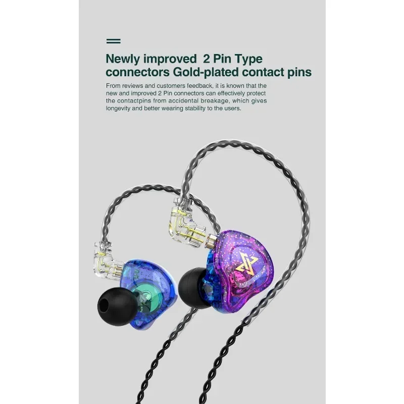 QKZ AK6 Max 3.5mm Wired Headphones Dynamic Music Earphone Detachable Headphone Cable Ear Hook Headset In-line Control with Mic