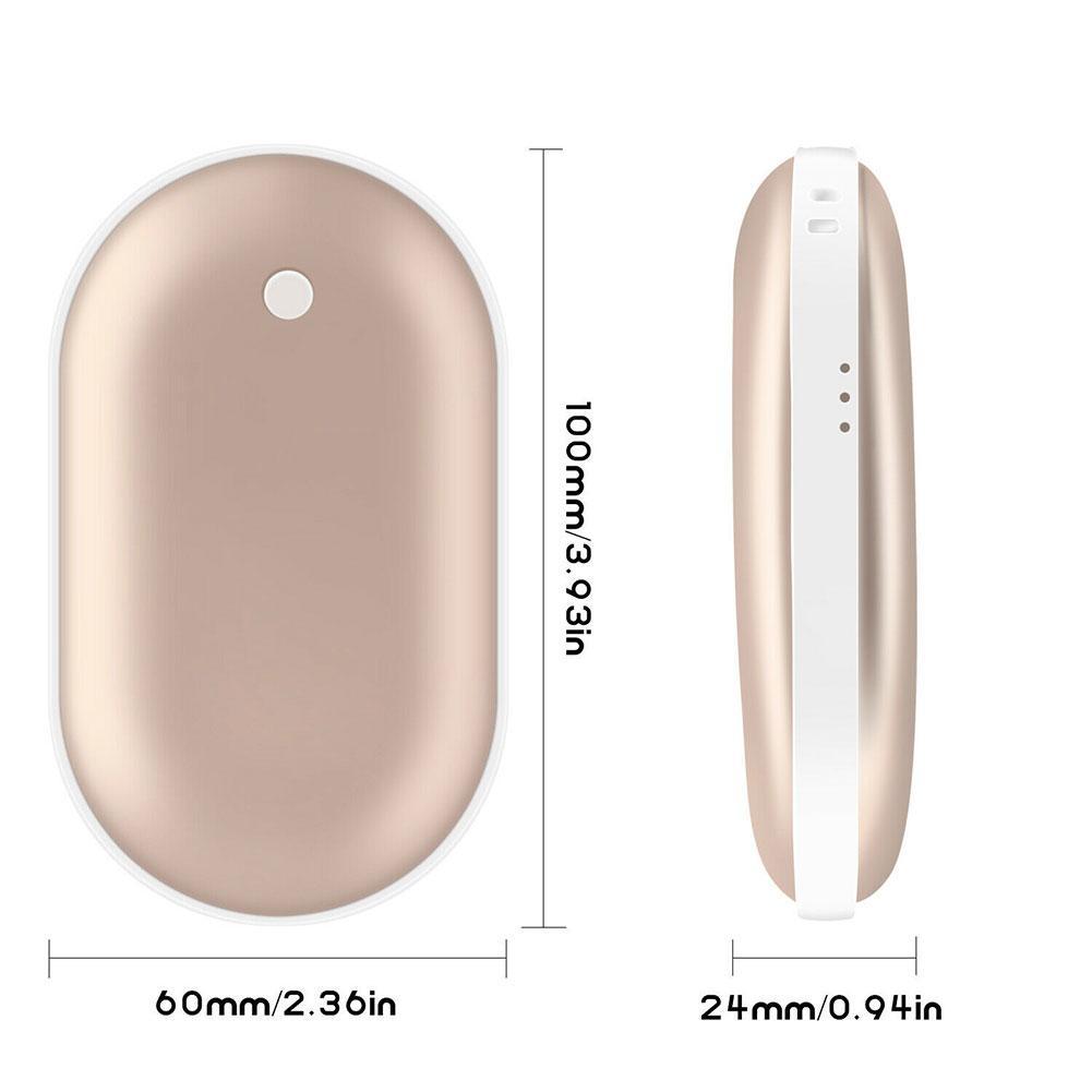 5000mAh USB Rechargeable Electric Hand Warmer Winter Mini Heating Pocket Double-Side 1 2 Power Bank Long-Life In 5V P8C6