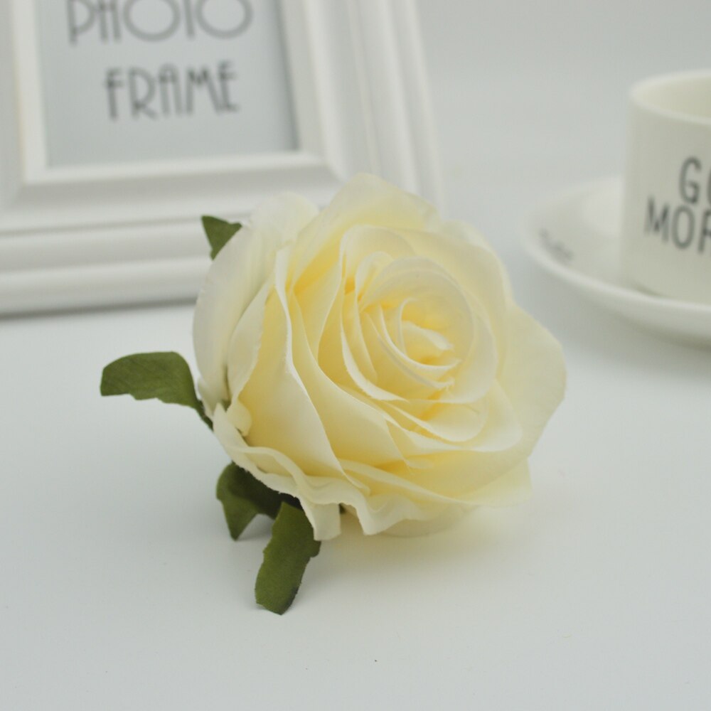 100 st silke plast rosor blommor vägg för vaser hem bröllop dekoration tillbehör billiga konstgjorda blommor för scrapbooking: Mjölk vit