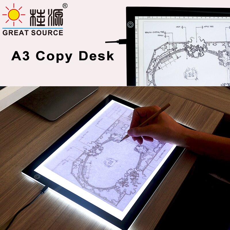 LED Copy Desk Copy Station A3 Cartoon Pad With Measure Building Light Up Copy Pad(1pc)