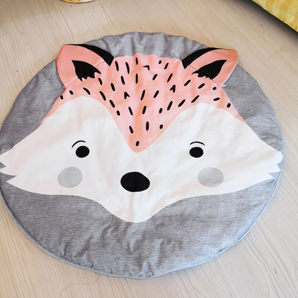 85cm Fox Print Baby Toddler Soft Cotton Crawling Play Mat Blanket Portable Floor Carpet Rugs Mat for Kids Room Nursery Decor
