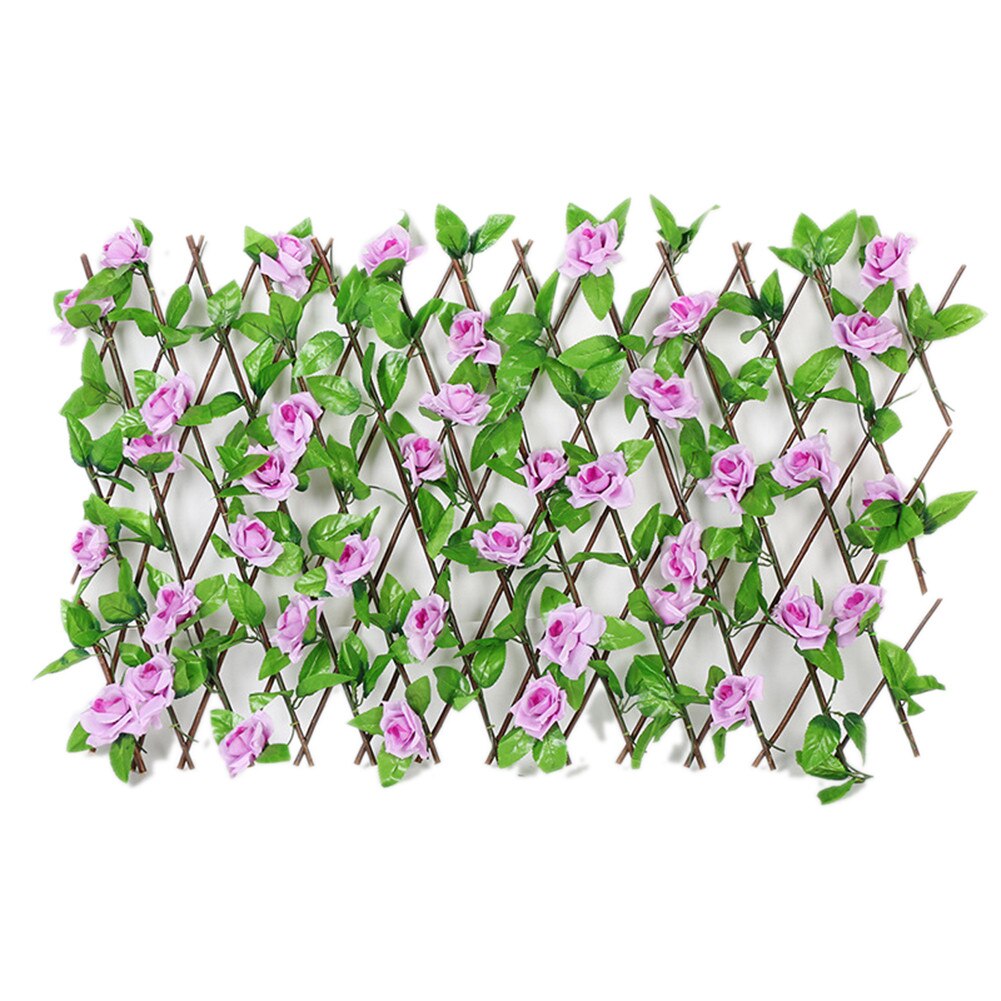 Expandable Faux Privacy Fence Wooden Hedge With Artificial Flowers Leaves Garden Decoration Retractable Fence