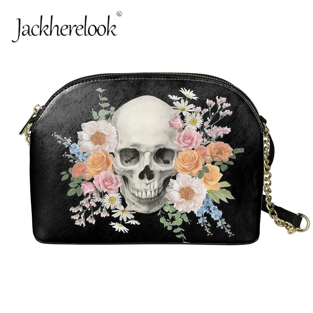 Jackherelook dames suikerschedel patroon dames rits crossbody tassen schoudertassen gothic stijl trend handtassen: Hqc 146 d 49