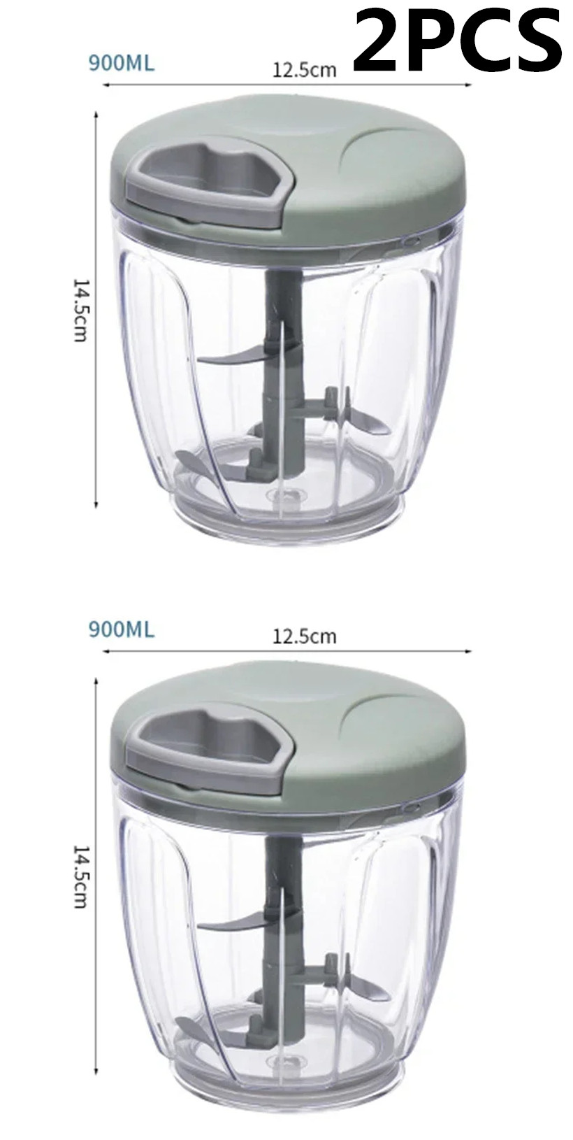 500/900ML Knoflook Chopper Handmatig Draaien Groentesnijder Chopper Slicer Fruit Knoflook Crusher Keuken Gadget Blenders Vleesmolen