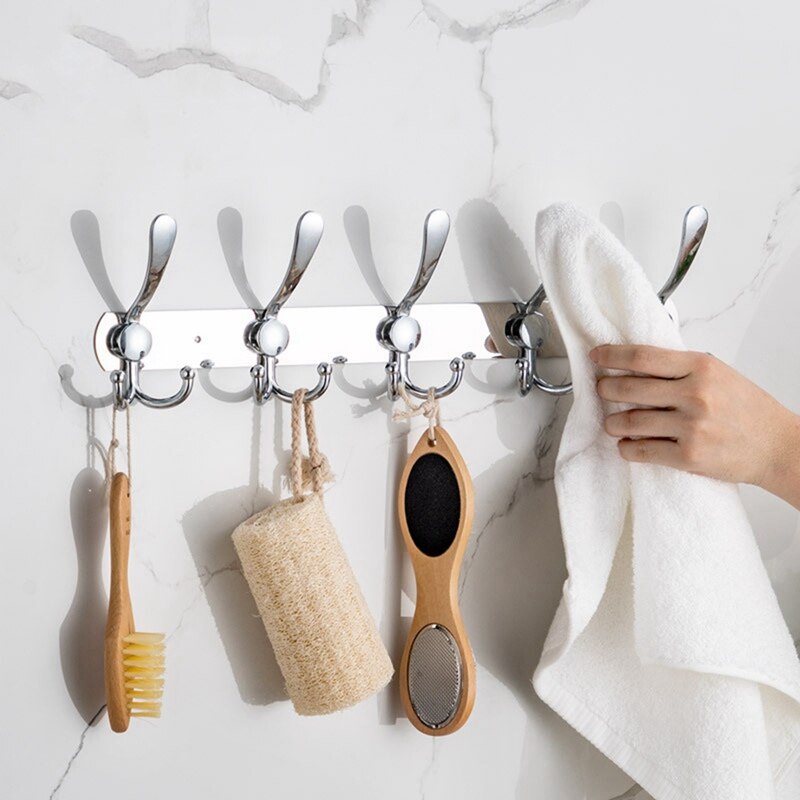 Rvs 5 Haken Wall Mount Kapstok Handdoek Jas Hoed Deur Hanger Rack: Default Title