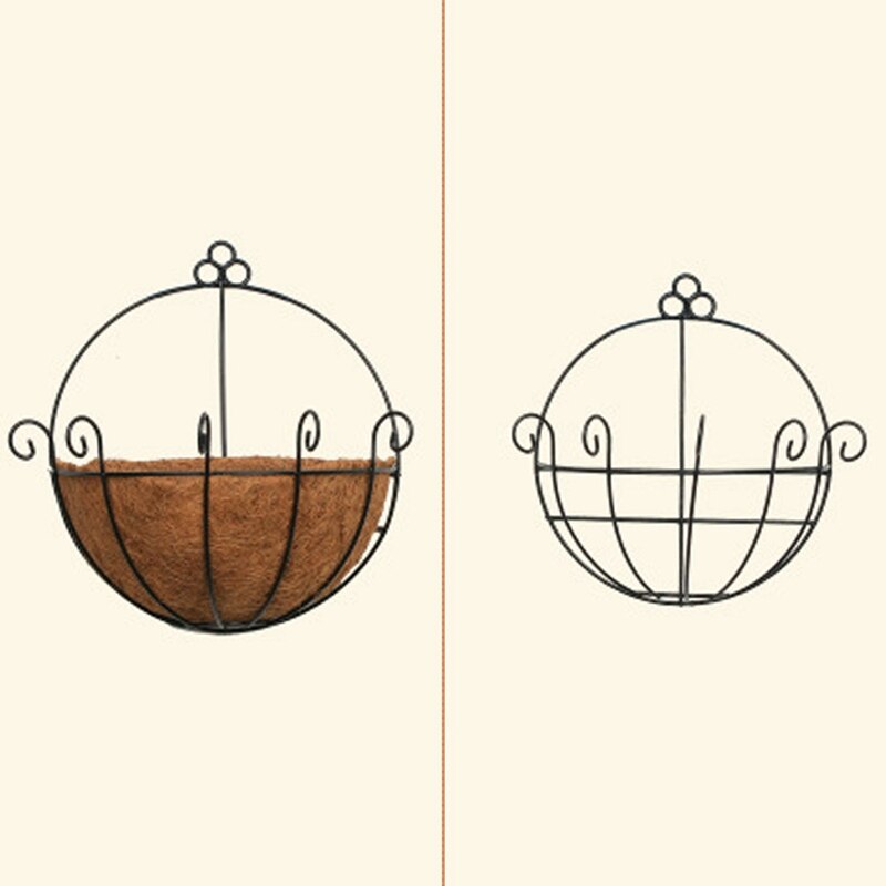 Half Round Planter Basket Wall Hanging Planting Pot Outdoor Coconut Garden Decor