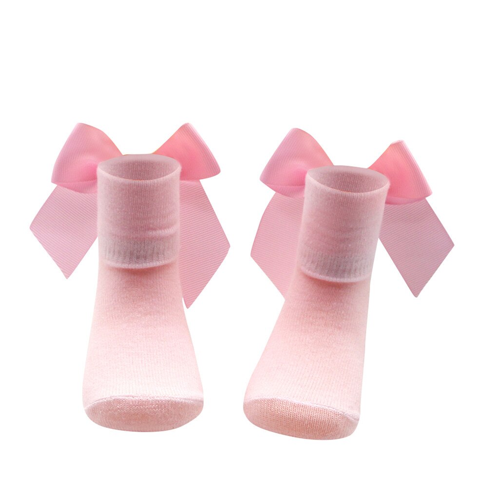 JAYCOSIN Nuovi Bambini Più Piccoli Delle Ragazze Grande Arco Alti Al Ginocchio Lunghi di Cotone Morbido Del Bambino Del Merletto Calzini E Calzettoni Principessa Dolce Dress Up Calzini E Calzettoni: Colore rosa