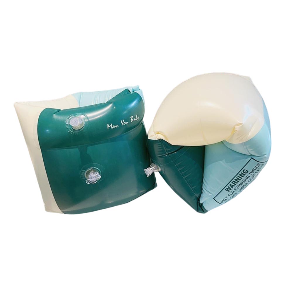 Manguitos circulares para brazo flotante, bolsa de aire doble, flotadores inflables para piscina, equipo de natación con estampado de PVC para adultos y niños, 1 par: Azul
