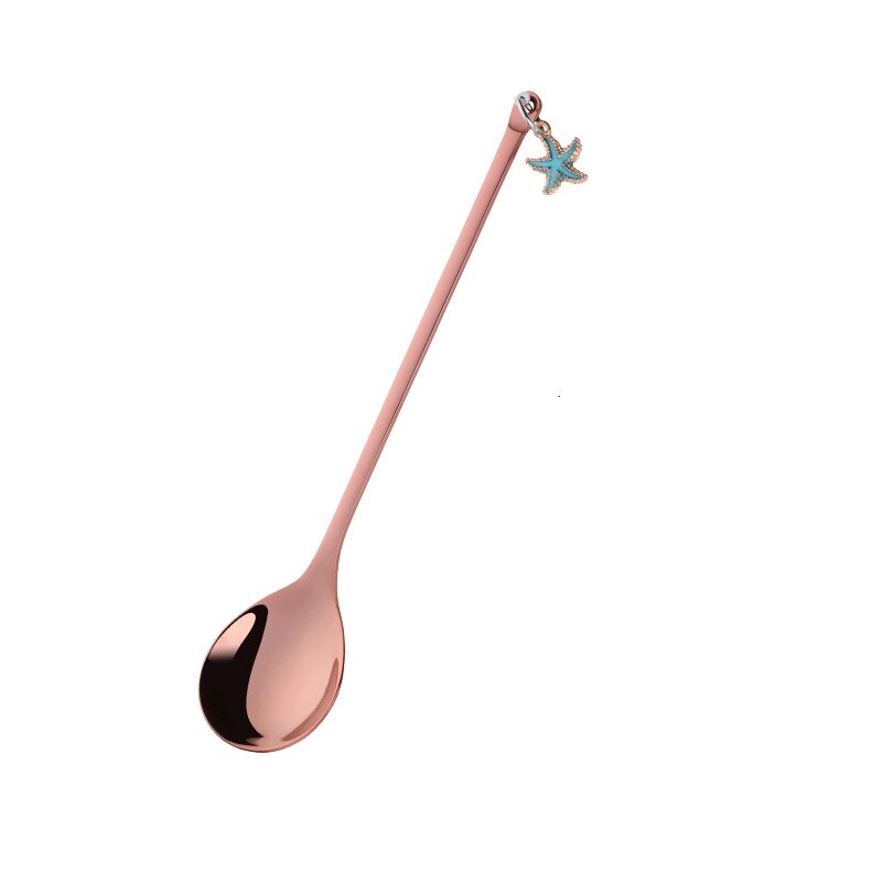Bunte Edelstahl Kleine Kaffee Löffel Rühren Regenbogen Löffel Schöne Ohrring Abendessen Löffel Griff Teelöffel Küche Geschirr: rose gold / coffee spoon 12.1cm