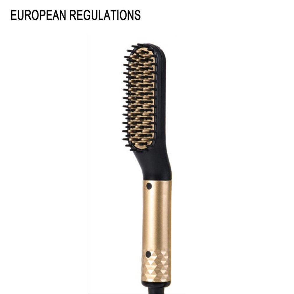 Electric Beard&Hair Straightener For Men Curling Hair Styler Straightening Straightener Heat Brush With Side Hair: Gold / UK
