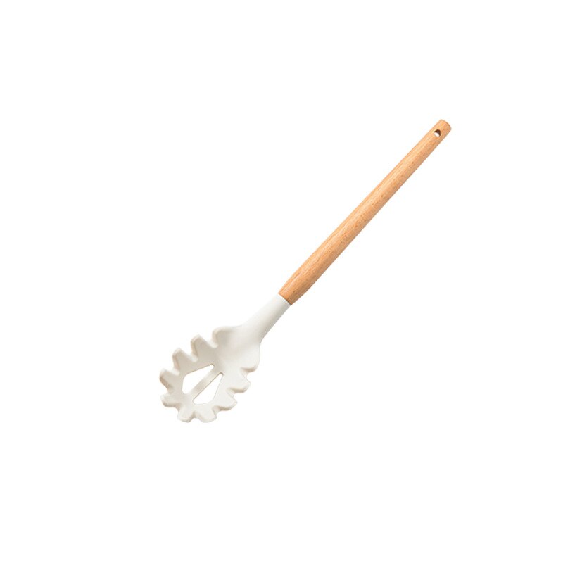 Silicone Kitchenware White Non-stick Kitchen Cookware Spatula Egg Beaters Shovel Soup Spoon Cooking Utensils Kitchen Gadget: noodle spoon