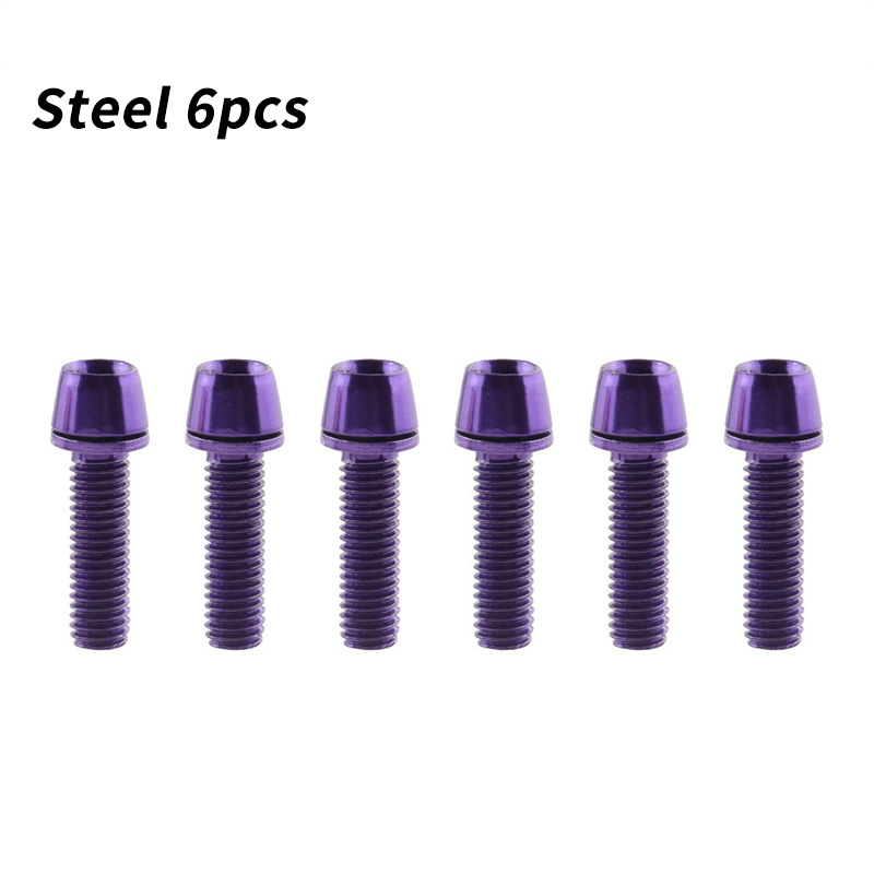 MUQZI 6 uds pernos de vástago M5x17mm tornillo de vástago de manillar de bicicleta con arandela MTB tornillo elevador de vástago de bicicleta de carretera: Marfíl