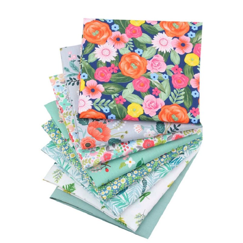 Tecidos de algodão estampados, 50cm x 50cm, costura, acolchoado para patchwork, bordado, faça você mesmo, artesanal, 8 peças da série frutas