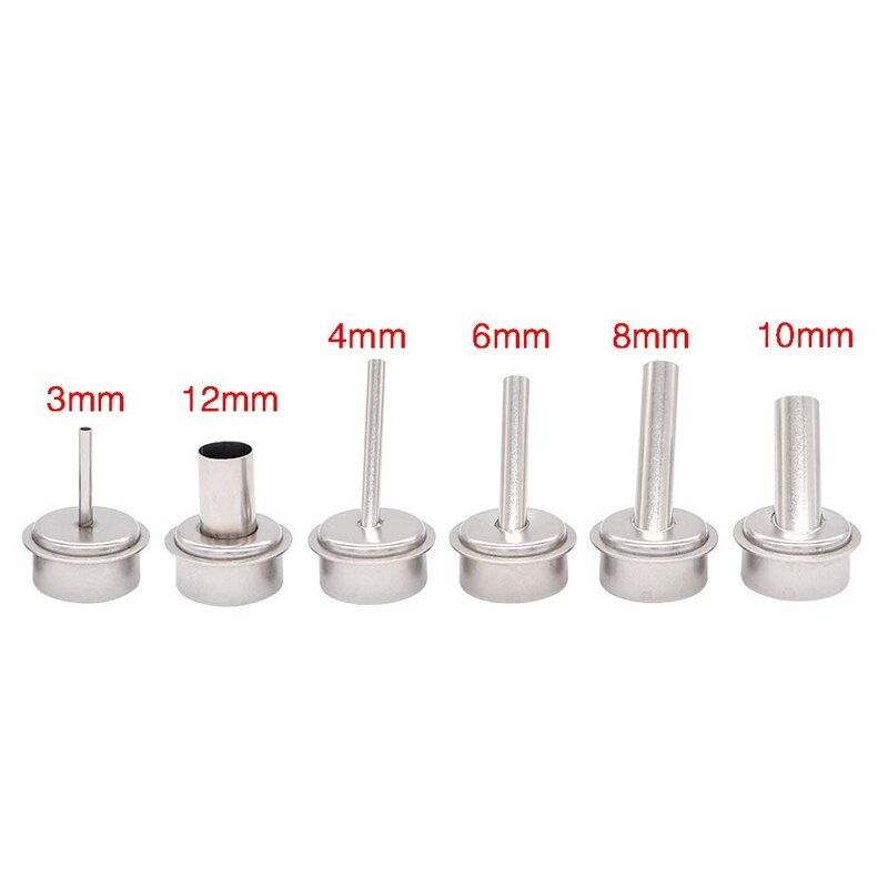 -6Pcs Quick 861DW Air Station Resisting Nozzles 3/4/6/8/10/12mm Nozzle Sleeve for PCB Microscope Soldering Repair