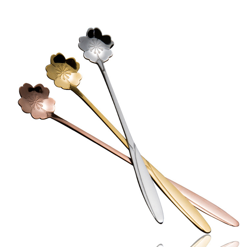 Roestvrij Stalen Lepel Set Met Lange Handvat Bloemen Hartvorm Ice Thee Koffie Lepel Dessertlepel Keuken Drinken Servies