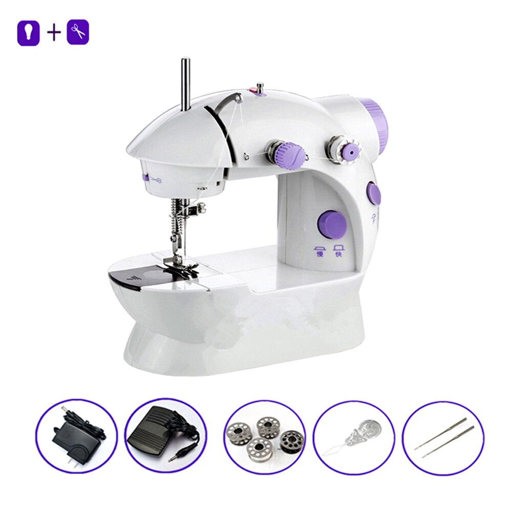 Mini Electrical Sewing Machine Household Portable Sewing Tailor With Lamp Thread Cutter Dual Speed Adjust Desktop Sewing Machine: Parcel 1