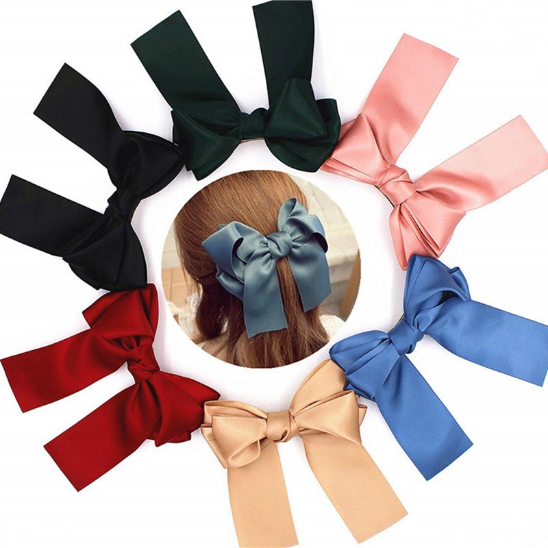 Grote Mooie Meisjes Zijde Boog Baret Haar Clips Mode Vrouwen Haar Accessoire Hoofddeksels Haarspelden