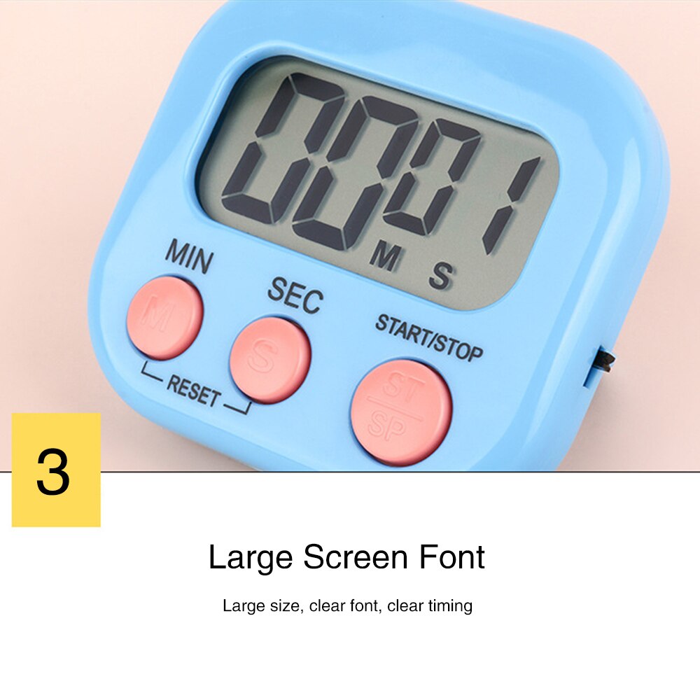 1PCS Digital Kitchen Timer Magnetic Backing Stand Countdown Alarm Mini LCD Big Digits Loud Alarm For Cooking Baking Sports Games