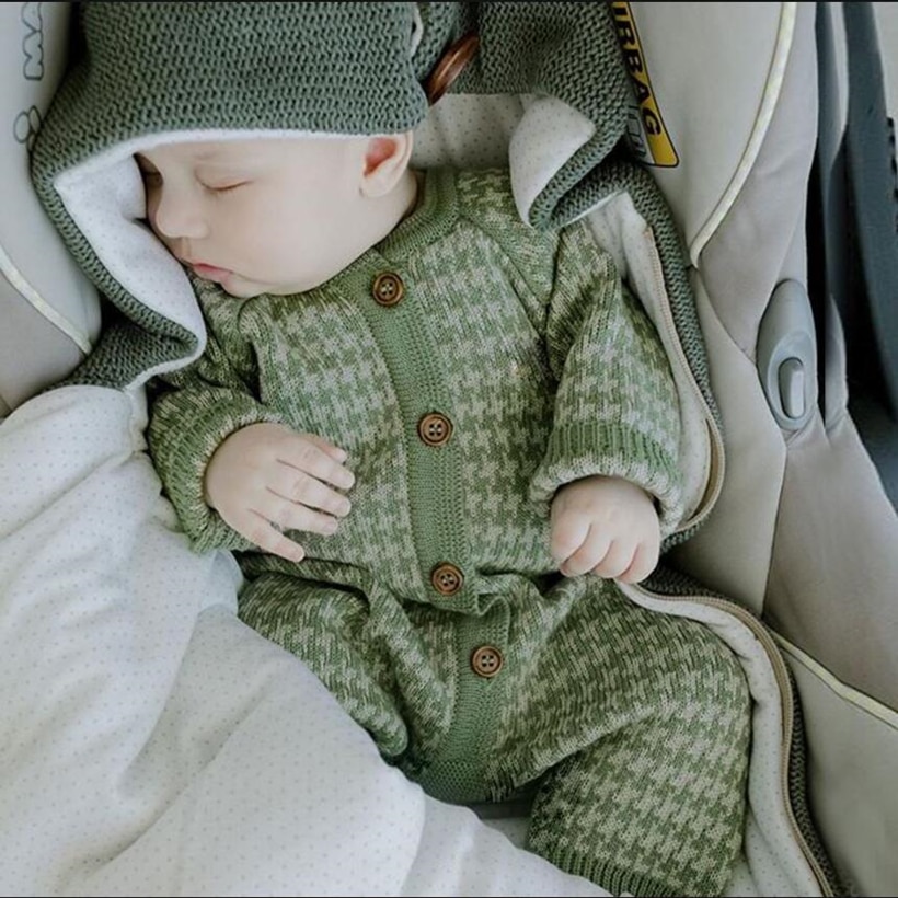Gebreide Pasgeboren Baby Kleding Katoen Herfst Winter Baby Romper Met Geruite Hoed Baby Peuter Jumpsuit Voor Meisjes Jongens Onesie Set