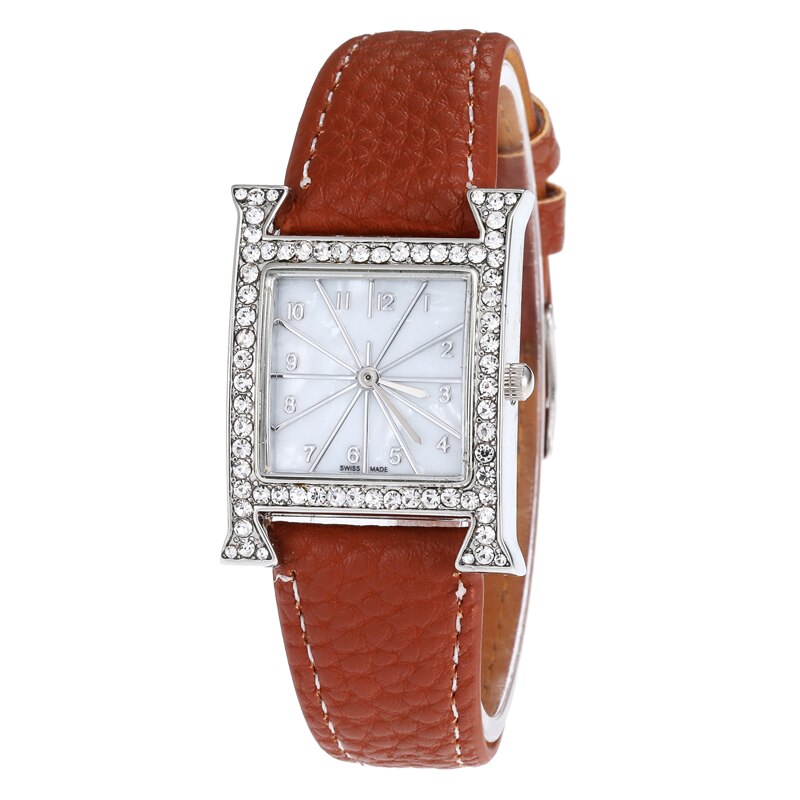 Luxury Bracelet Watches for women Stylish Gold Leather Strap Ladies Wrist Watch montre femme reloj mujer horloges vrouwen: Brown