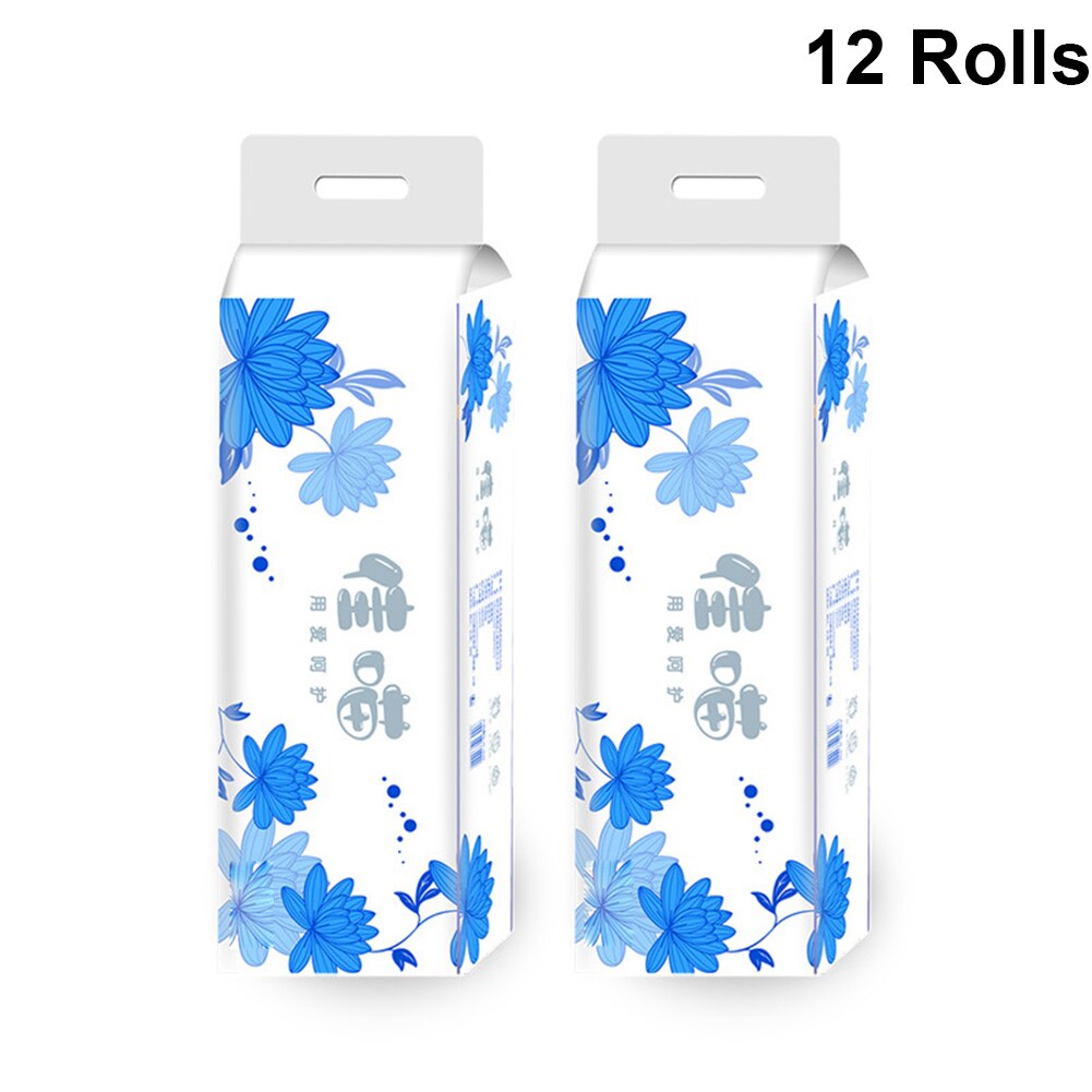 12 Rolls Toliet Paper 4-Layer Thicken Coreless Wood Pulp Paper Towel Household Toilet Paper Bathroom Kitchen Tissue