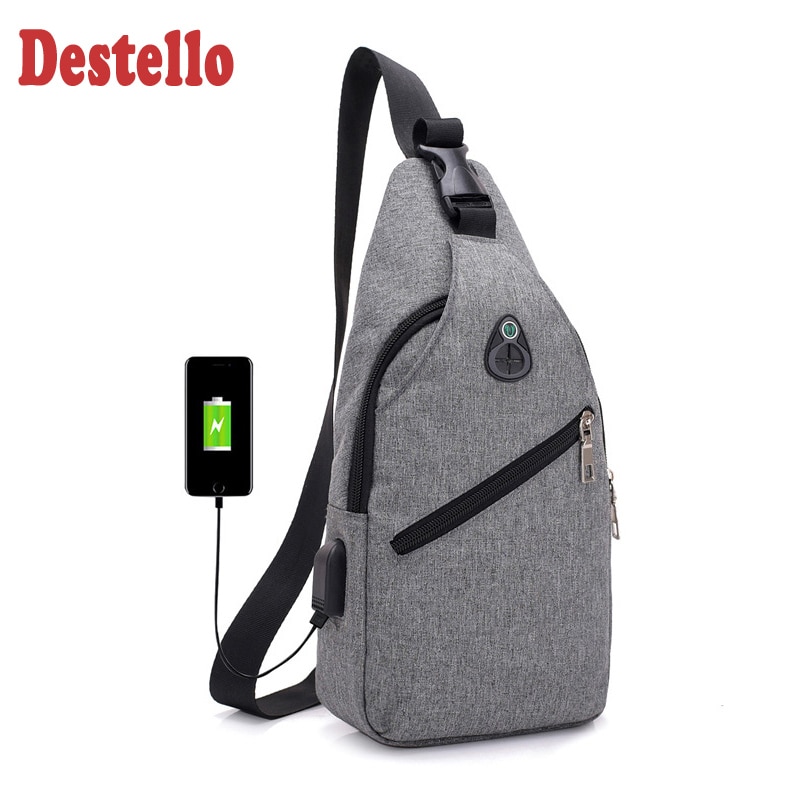 lässig männer brust Pack einzelner schulter taschen USB Ladung brust tasche umhängetaschen männlichen Anti diebstahl einzigen gurt zurück tasche