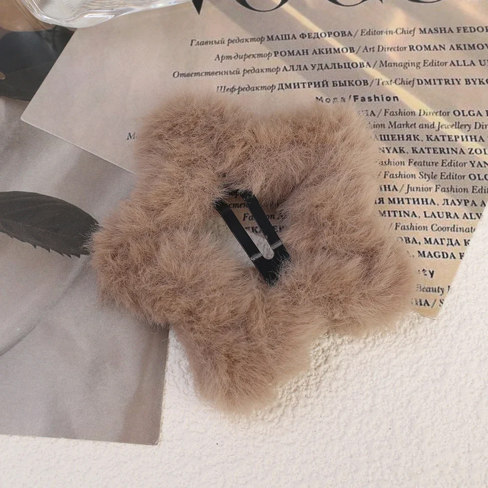 Ins Korean Plush Star Hair Clips for Women Girls Y2K Sweet Fluffy Star Hairpins Barrettes Hair Accessories Headwear: Yellow