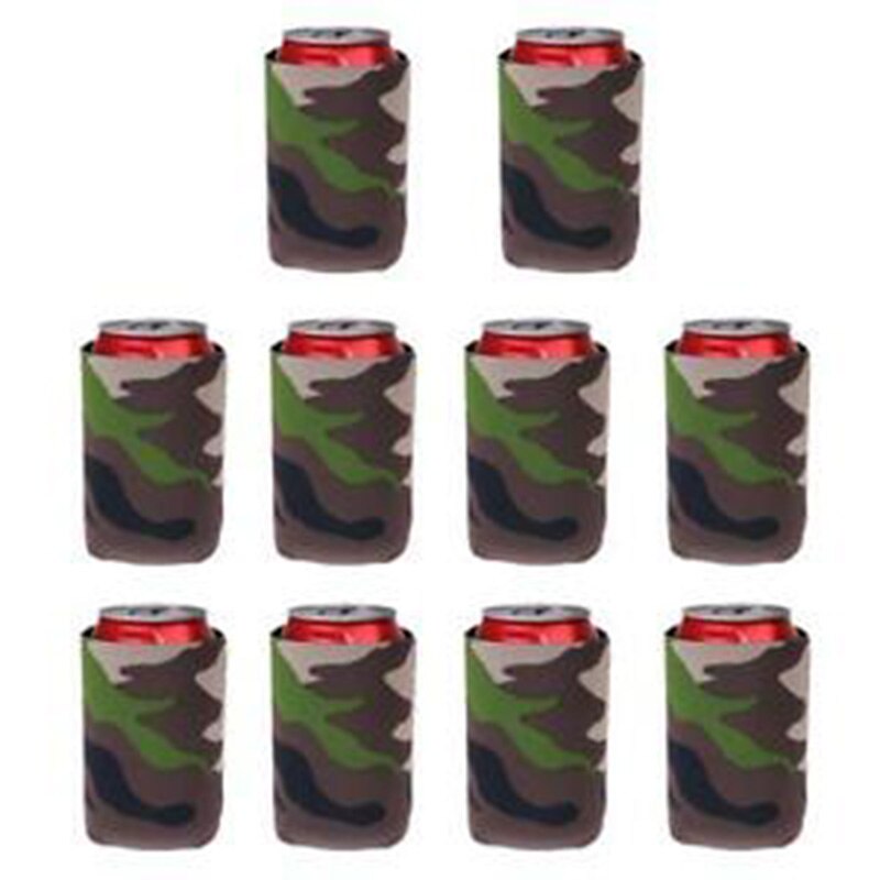 10Pc/Set Camouflage Neoprene Beer Cup Cover Drinks Tin Can Cooler Sleeve Holder