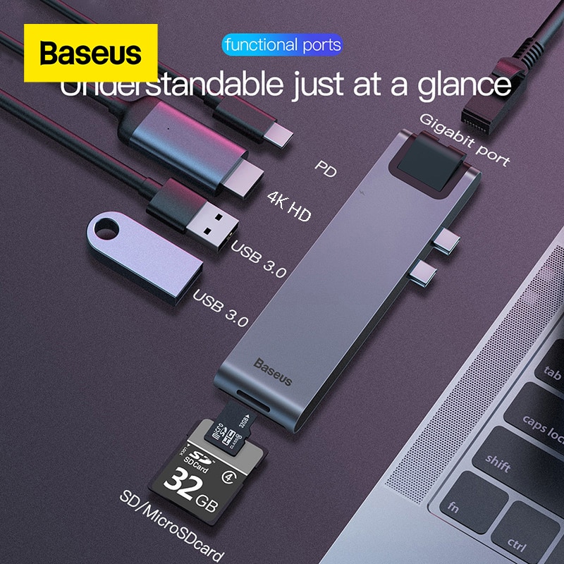 Baseus Usb C Hub Type C Naar Multi Usb 3.0 Hub Adapter Dock Voor Macbook Pro Hub Usb C Computer accessoires USB-C Splitter Usb Hub
