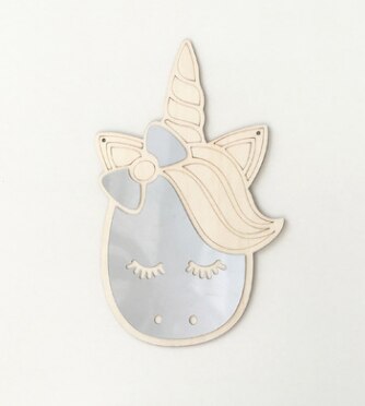 Bricolage chambre d'enfants miroirs muraux décoratifs acrylique décor à la maison cadre en bois pépinière mignon dessin animé miroir Stickers muraux: Female unicorn