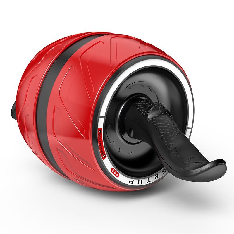 Automatische veerkrachtige power roller buikspierwiel voor mannen en vrouwen, buikspiertrainer voor thuis, dunne taille, dunne buik.: Automatische veerkrachtige luxe wiel rode knielkussen 