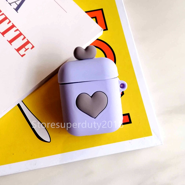 Nette Karikatur Wireless Kopfhörer Fall Für Apple AirPods 2 Silikon Lade Kopfhörer Fall für Airpods Schutzhülle: Purple love