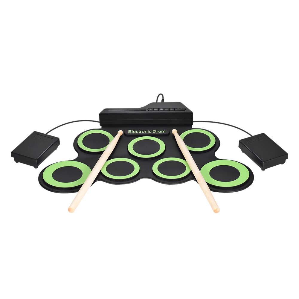 Batterie électronique pour enfants, 9 pads Roll-Up Drum avec MIDI Bluetooth, kit de pads de batterie d'entraînement pour enfants débutants avec haut-parleur stéréo intégré, baguettes de batterie