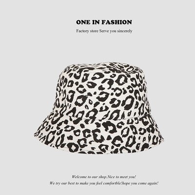 Zwart Wit Koe Zebra Patroon Emmer Hoeden Visser Caps Voor Vrouwen Zomer Luipaard Panama Emmer Hoed: Leopard White