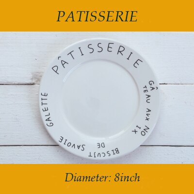 8 tommer kagetallerken bordservice middagssæt tegneseriemønster rund porcelæn flad tallerken keramisk middagssalat: Sølv